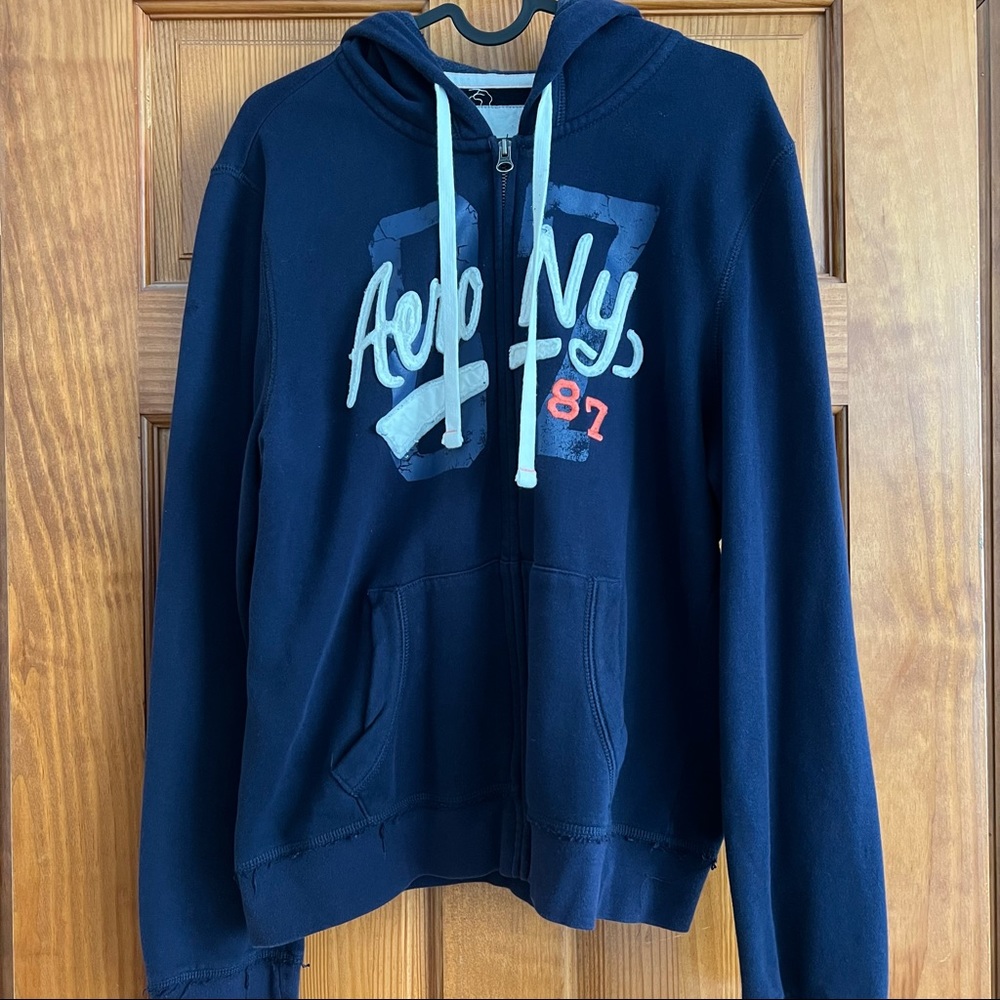 Navy Blue Aeropostale Classic Hoodie Zip Up Size XL
